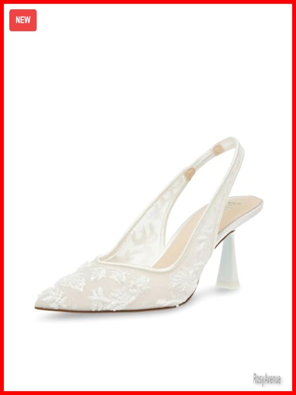 Pointed Toe Slingback Flare Heel Pump Embellished Party Dance Shoe